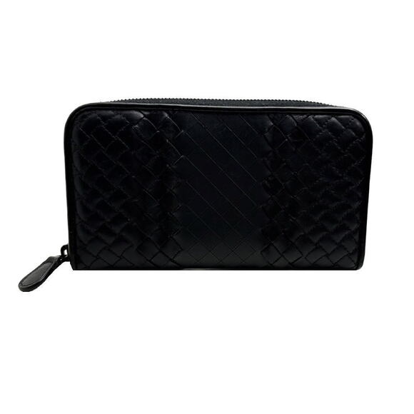Bottega Veneta Handbags - Bottega Veneta Wallet Round Zip Long Intrecciato Imperatone Black